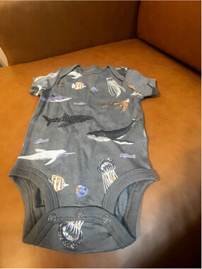 Baby Little Planet Organic Bodysuit 3 Months Grey Sea Life Print